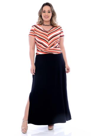 saia longa evase plus size