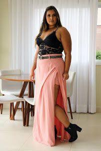 saia longa para festa plus size