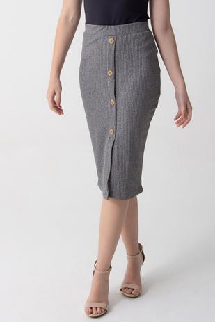 saia midi canelada cinza