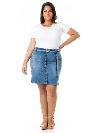 saia midi jeans plus size