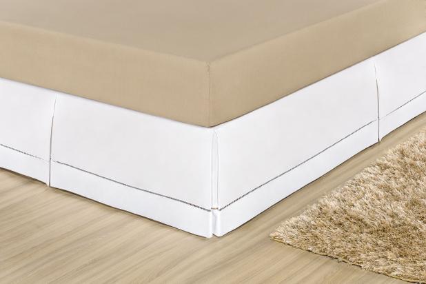 Saia Para Cama Box Bia Casal King Ponto Palito Branco - Home fernandes Menor preço em Saia Para Cama Box Bia Casal King Ponto Palito Branco - Home fernandes