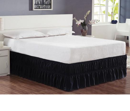Saia para Cama Box Casal Padrão Perolla - Preto - Borda bordados enxovais Menor preço em Saia para Cama Box Casal Padrão Perolla - Preto - Borda bordados enxovais