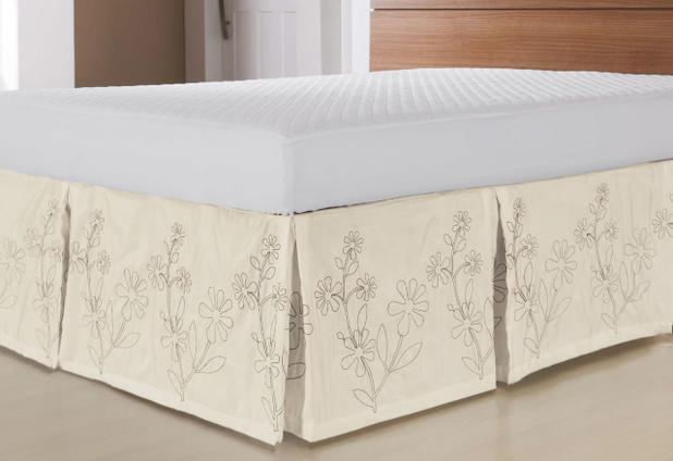 Saia Para Cama Box Casal Queen Bordada - Palha - Finos Enxovais Menor preço em Saia Para Cama Box Casal Queen Bordada - Palha - Finos Enxovais