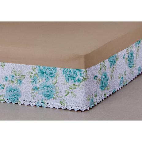 Saia Para Cama Box Elasticada Solteiro Estampada Floral Azul - Colleone enxovais Menor preço em Saia Para Cama Box Elasticada Solteiro Estampada Floral Azul - Colleone enxovais