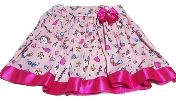 Saia Short Infantil Estampa Unicórnio menina Preta ou Rosa - Magia de crescer Menor preço em Saia Short Infantil Estampa Unicórnio menina Preta ou Rosa - Magia de crescer
