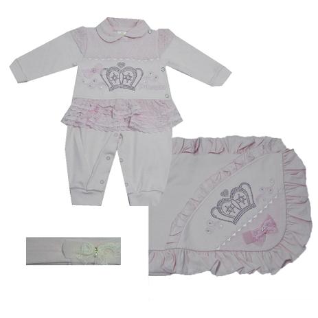 Saída de Maternidade de Suedine Corôa Rosa - Pipoquinha Menor preço em Saída de Maternidade de Suedine Corôa Rosa - Pipoquinha