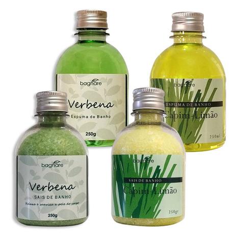 Sais Para Banho Relaxante e Espuma Para Banheira Capim Limão e Verbena - Bagnare Cosméticos Menor preço em Sais Para Banho Relaxante e Espuma Para Banheira Capim Limão e Verbena - Bagnare Cosméticos