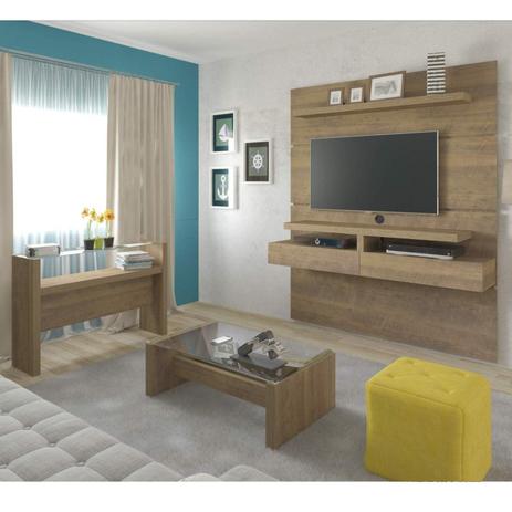Sala de Estar Completa com Painel, Mesa de Centro e Aparador Veneza Siena Móveis Pinho Menor preço em Sala de Estar Completa com Painel, Mesa de Centro e Aparador Veneza Siena Móveis Pinho