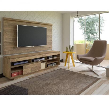 Sala de Estar Completa com Rack, Painel e Mesa de Apoio Toronto II Espresso Móveis Rústico/Amarelo Menor preço em Sala de Estar Completa com Rack, Painel e Mesa de Apoio Toronto II Espresso Móveis Rústico/Amarelo