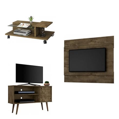 Sala de Estar Completa MadeiraMadeira com Mesa, Painel e Rack 376427 Marrom - Móveis bechara Menor preço em Sala de Estar Completa MadeiraMadeira com Mesa, Painel e Rack 376427 Marrom - Móveis bechara