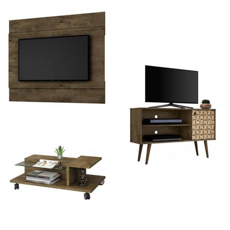 Sala de Estar Completa MadeiraMadeira com Mesa, Painel e Rack 376444 Marrom - Móveis bechara Menor preço em Sala de Estar Completa MadeiraMadeira com Mesa, Painel e Rack 376444 Marrom - Móveis bechara