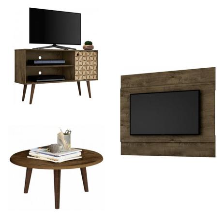 Sala de Estar Completa MadeiraMadeira com Mesa, Painel e Rack 376597 Marrom - Móveis bechara Menor preço em Sala de Estar Completa MadeiraMadeira com Mesa, Painel e Rack 376597 Marrom - Móveis bechara