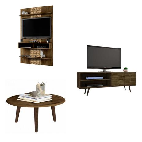 Sala de Estar Completa MadeiraMadeira com Rack, Mesa e Painel 376516 Marrom - Móveis bechara Menor preço em Sala de Estar Completa MadeiraMadeira com Rack, Mesa e Painel 376516 Marrom - Móveis bechara
