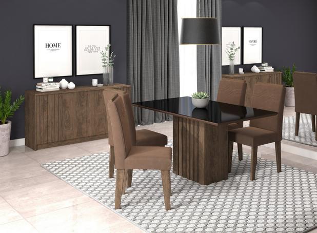 Conjunto de Mesa para Sala de Jantar Ana com 8 Cadeiras Alice-Cimol -  Savana / Offwhite / Joli no Shoptime