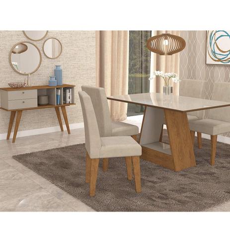 Sala de Jantar Completa com Mesa Tampo de Vidro, 4 Cadeiras e Aparador Elis Savana/Suede Bege - Cimol Menor preço em Sala de Jantar Completa com Mesa Tampo de Vidro, 4 Cadeiras e Aparador Elis Savana/Suede Bege - Cimol