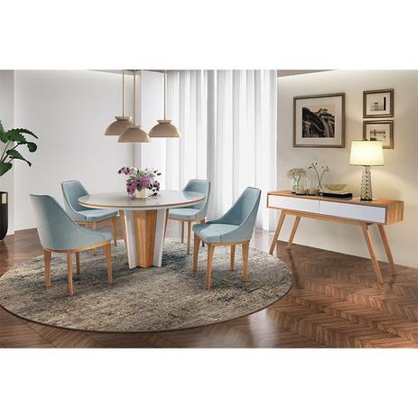 Sala de Jantar Mônaco Mesa Redonda 120 cm 04 Cadeiras e Aparador - Tradição é boa?