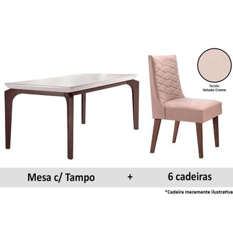 Sala de Jantar Rufato Londrina Vd 180+6 Dafne Café/Veludo Creme Menor preço em Sala de Jantar Rufato Londrina Vd 180+6 Dafne Café/Veludo Creme