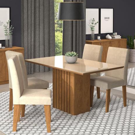 Conjunto de Mesa para Sala de Jantar Ana com 8 Cadeiras Alice-Cimol -  Savana / Offwhite / Joli no Shoptime