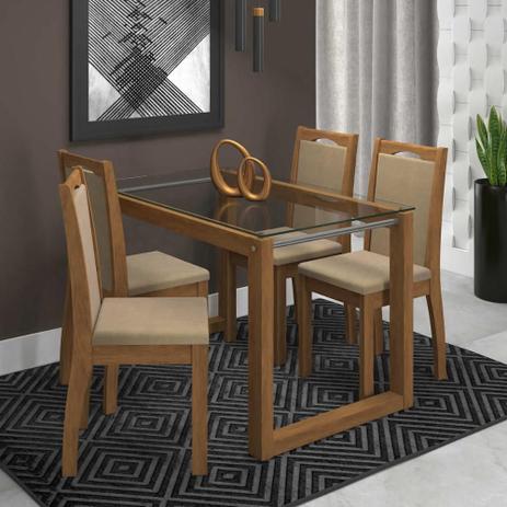 Sala Jantar Anita 120 Cm x 80 Cm Com 4 Cadeiras Livia Savana/Sued Marfim- Cimol Menor preço em Sala Jantar Anita 120 Cm x 80 Cm Com 4 Cadeiras Livia Savana/Sued Marfim- Cimol