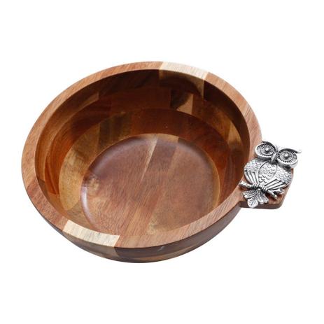Saladeira de Madeira Acácia Bowl 25cm Coruja em Zamac - Bon gourmet Menor preço em Saladeira de Madeira Acácia Bowl 25cm Coruja em Zamac - Bon gourmet