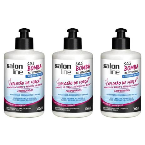 Salon Line Bomba Creme P/ Pentear 300ml (Kit C/03) Menor preço em Salon Line Bomba Creme P/ Pentear 300ml (Kit C/03)