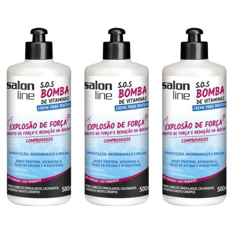 Salon Line Sos Bomba De Vitaminas Creme P/ Pentear 500ml (Kit C/03) Menor preço em Salon Line Sos Bomba De Vitaminas Creme P/ Pentear 500ml (Kit C/03)