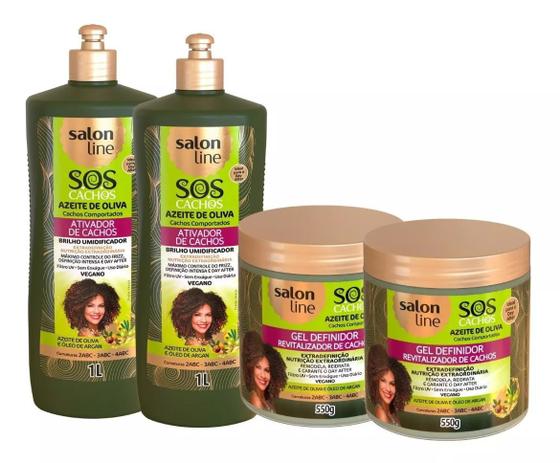 Salon Line Sos Cachos Azeite De Oliva Ativ 1l Gel 4 Produtos Ativador De Cachos Magazine Luiza