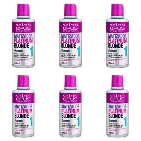 Salon Opus Matizador Platinum Blond Shampoo 200ml (Kit C/06) - Salon line Menor preço em Salon Opus Matizador Platinum Blond Shampoo 200ml (Kit C/06) - Salon line