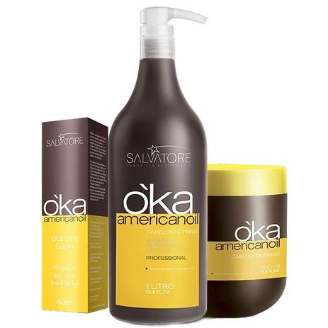 Salvatore Kit Oka Americanoil Ojon Shampoo 1000ml + Máscara 500ml + Òleo 60ml Menor preço em Salvatore Kit Oka Americanoil Ojon Shampoo 1000ml + Máscara 500ml + Òleo 60ml