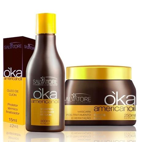 Salvatore Kit Oka Americanoil Ojon Shampoo 300ml + Máscara 250ml + Óleo 15ml Menor preço em Salvatore Kit Oka Americanoil Ojon Shampoo 300ml + Máscara 250ml + Óleo 15ml