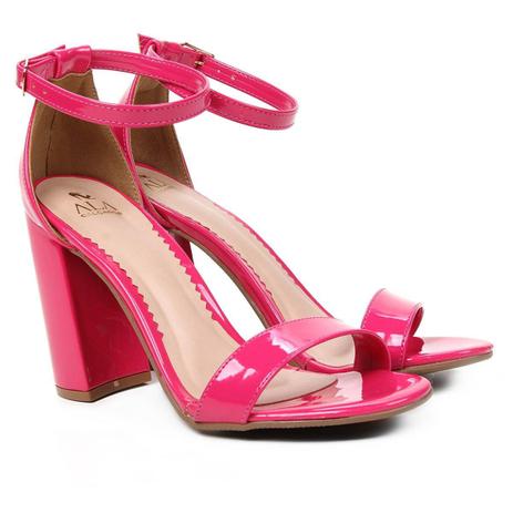 sandália ala salto grosso verniz feminina