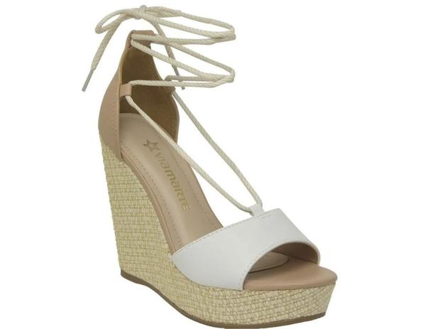 Sandália Feminina Salto Bloco Via Marte 2017701 Branca 993 | LOILU