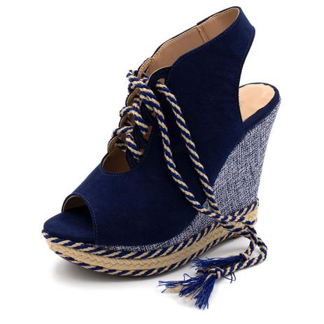 sandalia anabela azul marinho