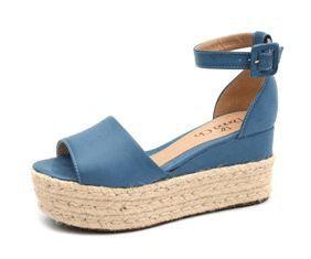 Compre Sandália Anabela Azul Marinho Metalizado Iza Tonelli Online