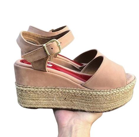 Sandália Anabela bege salto corda leve e confortável - Ana Ribeiro -  Sandália Feminina - Magazine Luiza