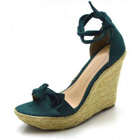 Sandalia anabela verde musgo Clearance
