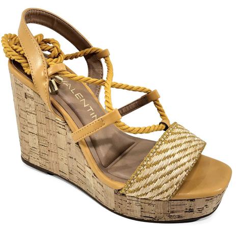 Sandália Feminina Anabela Beira Rio Conforto Mostarda 1619 | ZAPELI