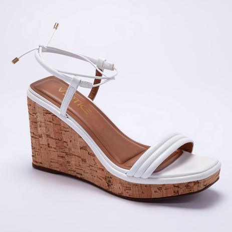 Sandália Anabela Feminina Cortiça Amarração - Branco - Vértice - Sandália  Feminina - Magazine Luiza