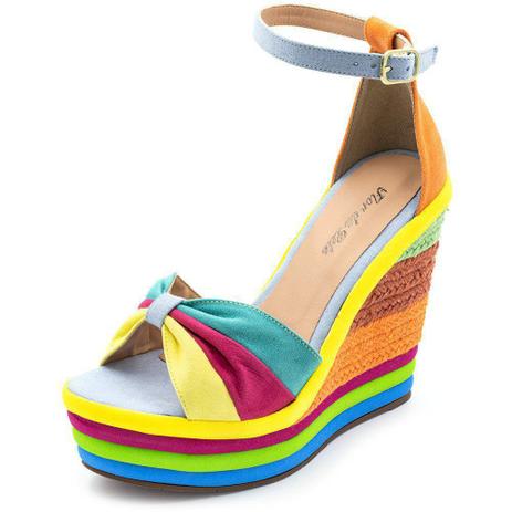 sandalia anabela colorida