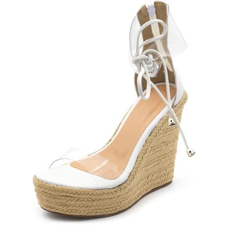 sandalia anabela com transparencia