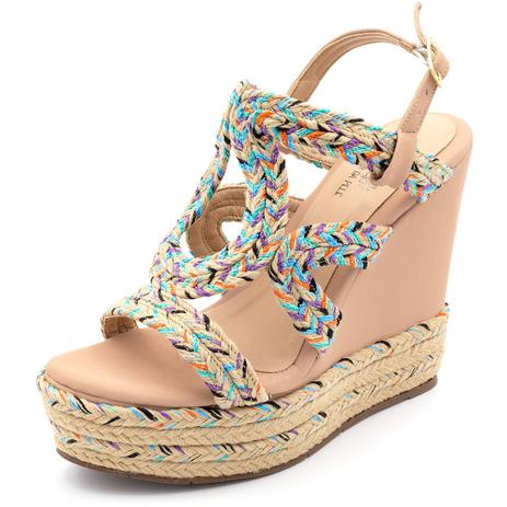 sandalia anabela colorida