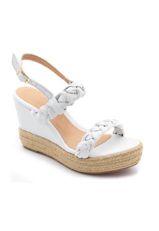 Sandália Anabela Salto Media em Napa Branca - Gasparini - Sandália Feminina  - Magazine Luiza