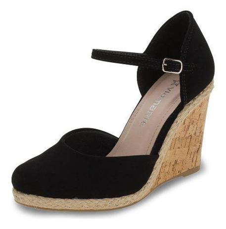 sandália anabela via marte trançada corda