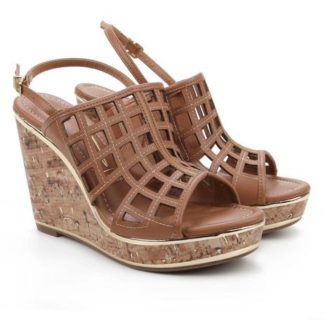 sandália anabela vizzano cortiça