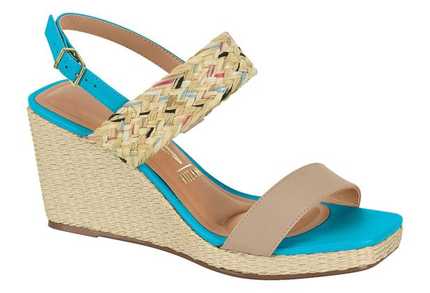 Sandália Anabela Vizzano Feminina Bege e Azul - Sandália Feminina -  Magazine Luiza