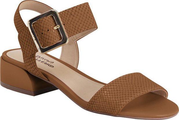 sandalia salto baixo caramelo