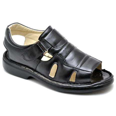 Sandália Casual Masculina Linha Conforto Antistress Preto Couro - Ranster -  Sandália Masculina - Magazine Luiza
