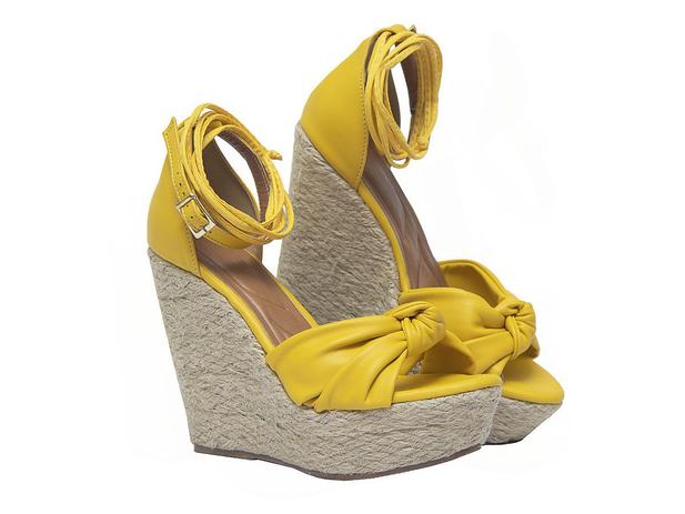 Sandália Feminina Anabela Amarela Plataforma Amarração Corda - Salook -  Sandália Feminina - Magazine Luiza