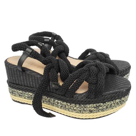 Sandália Feminina Anabela Plataforma Preta Flatform Corda - Azillê -  Sandália Feminina - Magazine Luiza