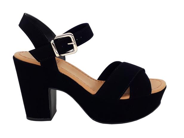 sandália bebecê salto grosso preta